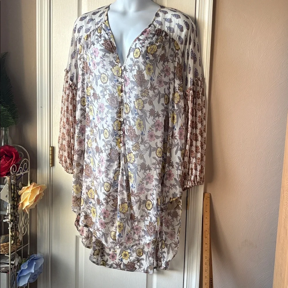 Free People Floral Sheer Top - Multicolor